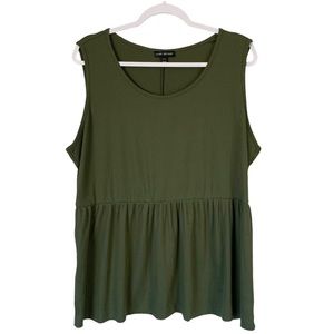 Lane Bryant Olive Green Ribbed Babydoll Tank Size 14/16